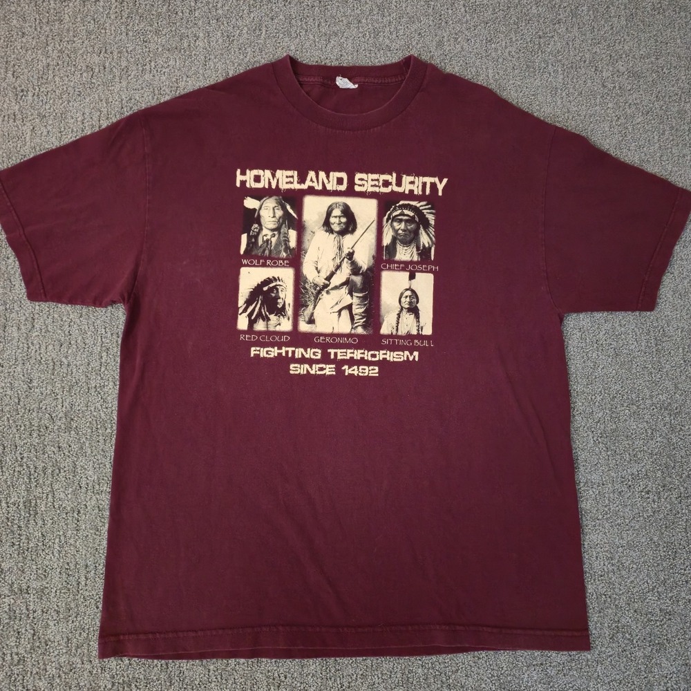 Homeland Security Fighting Terrorism Since 1492 Men's XL Red T-Shirt